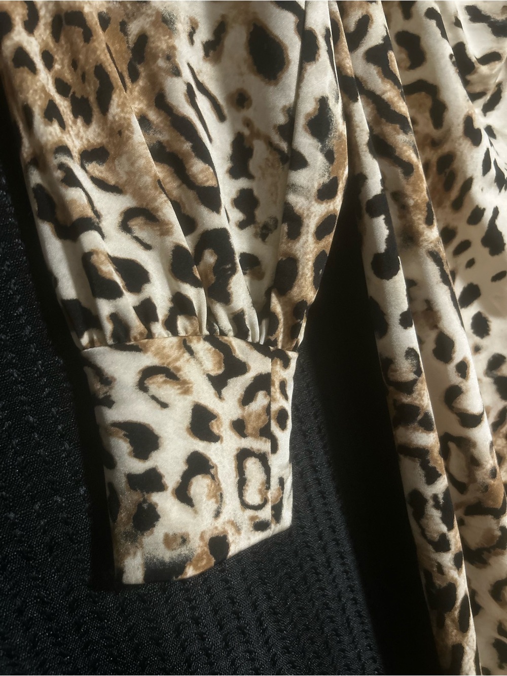 Express Leopard Print Wrap Midi Dress in Cream and Brown - Picture 3 of 7